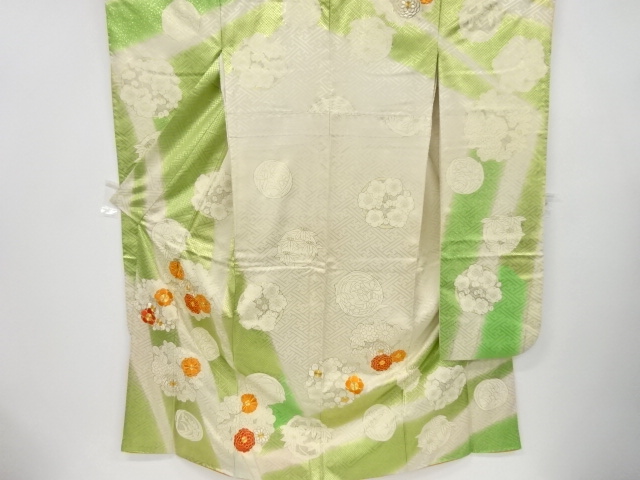 アンティーク　花丸紋様刺繍振袖・袋帯セット